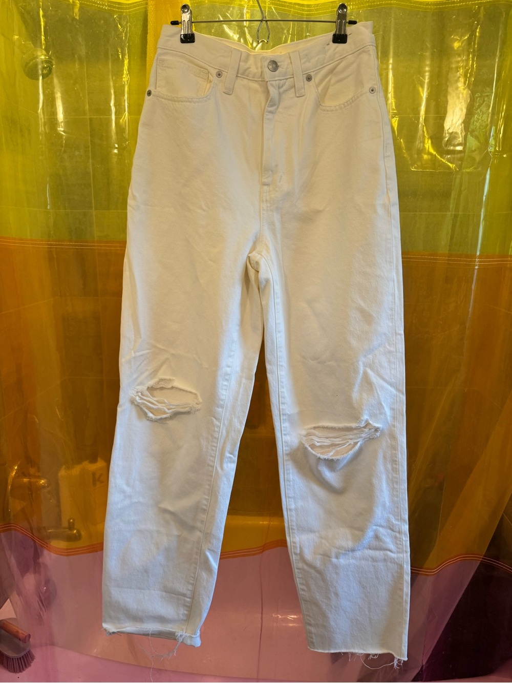 Madewell White Baggy Straight Jeans in 27 tall